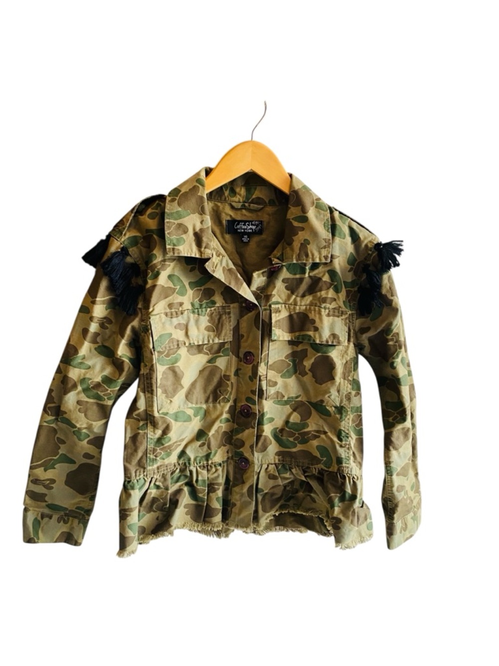 Coffee Shop Camo Floral Embroidered Tassel Jacket - Picture 5 of 11